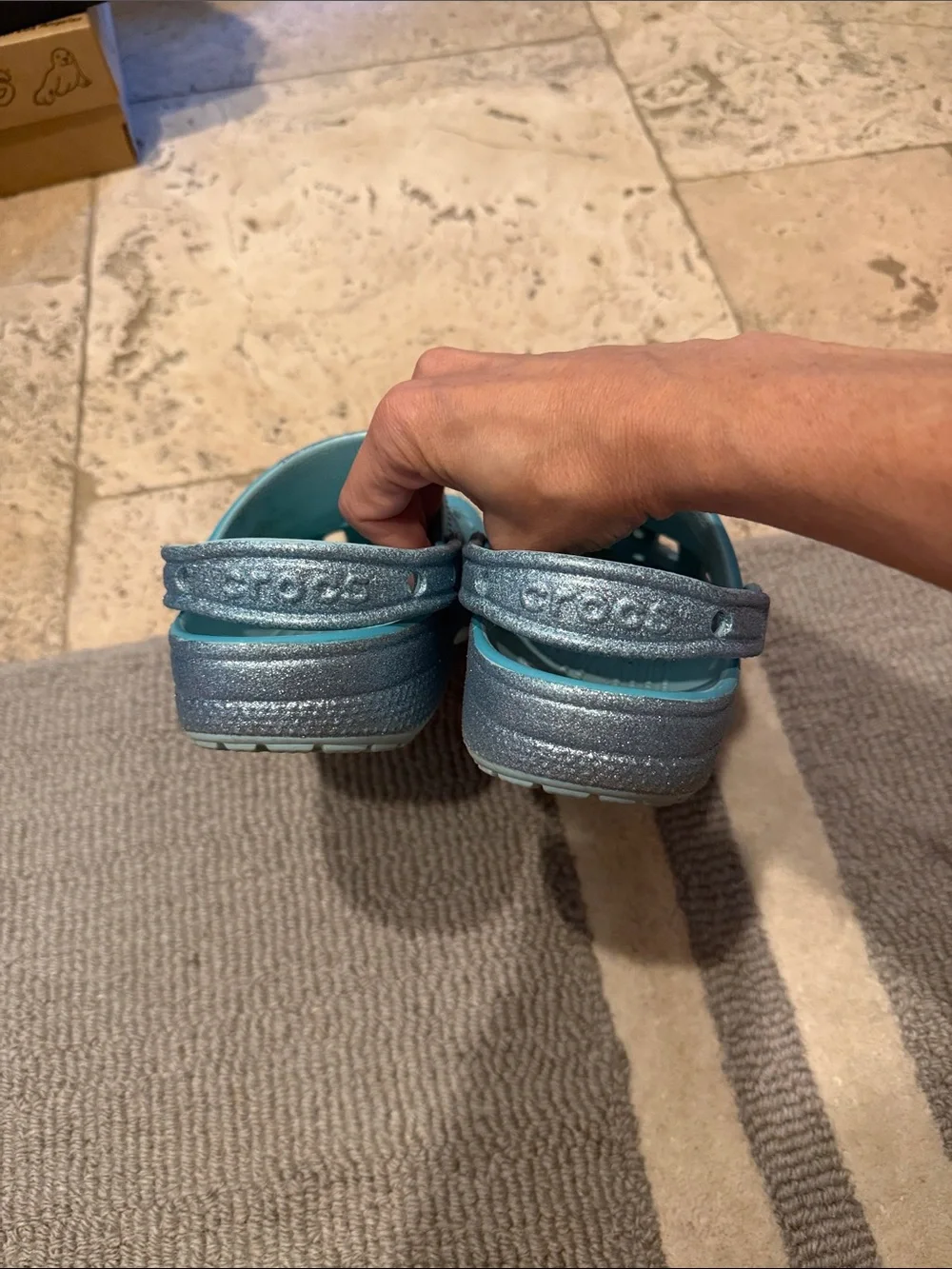 Disney Elsa Teal Blue Kids Clog Sandals with Snowflake Charms